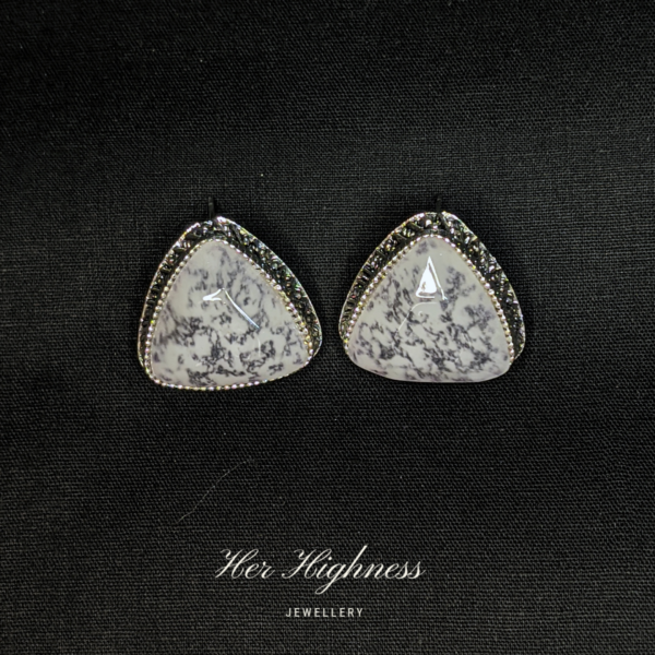 HerHighness White Marble Vein Triangle Stud Earrings