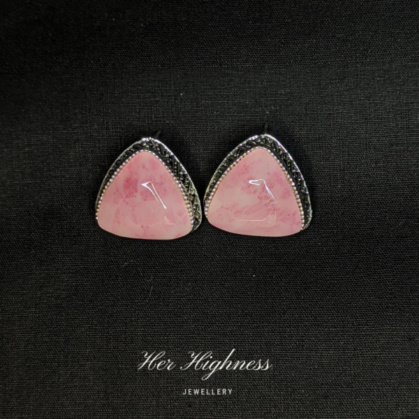 HerHighness Blush Pink Stone Triangle Stud Earrings