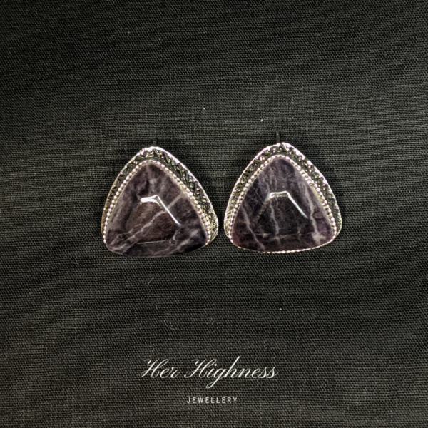 HerHighness Amethyst Elegance Triangle Stud Earrings